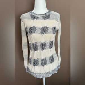 J. Crew Cream and Gray Patterned Sweater